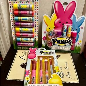 Peeps 8 Lip Balm Set , 6 piece Lipgloss and Brush Set. Perfect for Easter
